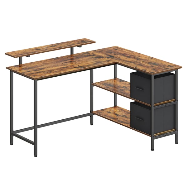 L-formet skrivebord, 105,1x135,1x89,6 cm, brun