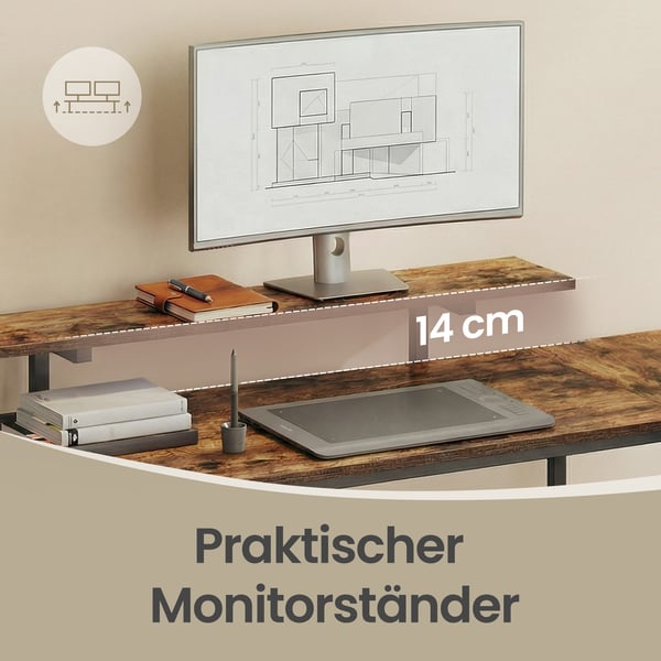 L-formet skrivebord, 105,1x135,1x89,6 cm, brun