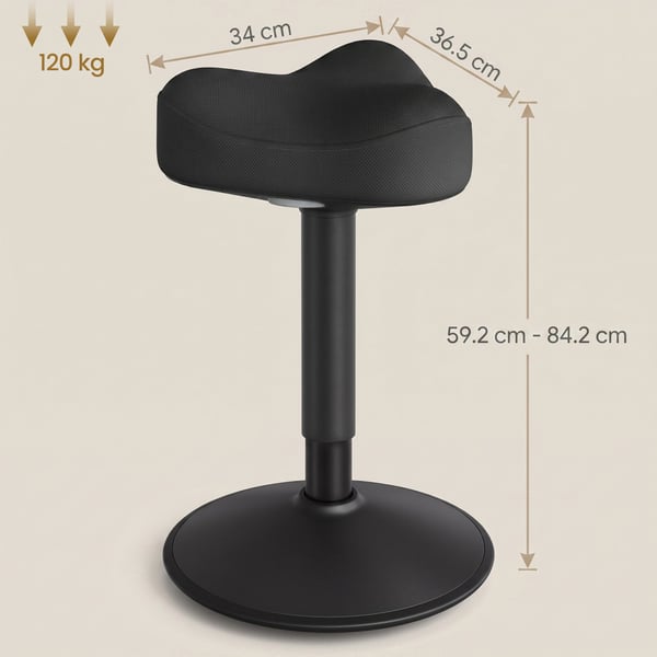 Drejestol, højdejusterbar 58-83 cm, sort