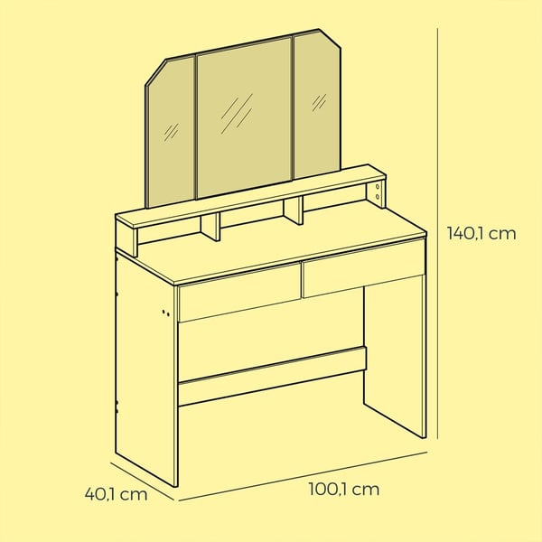 Sminkbord, 40x100x140 cm, Vit
