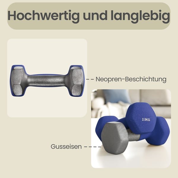 Håndvægte 2-sæt, 2,5 kg, sort