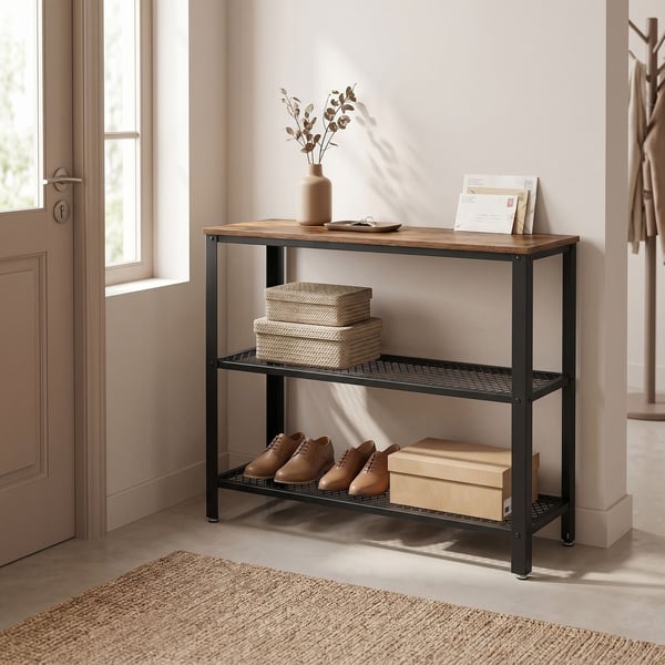 Konsollbord, 101,5x35x80 cm, Brun Svart