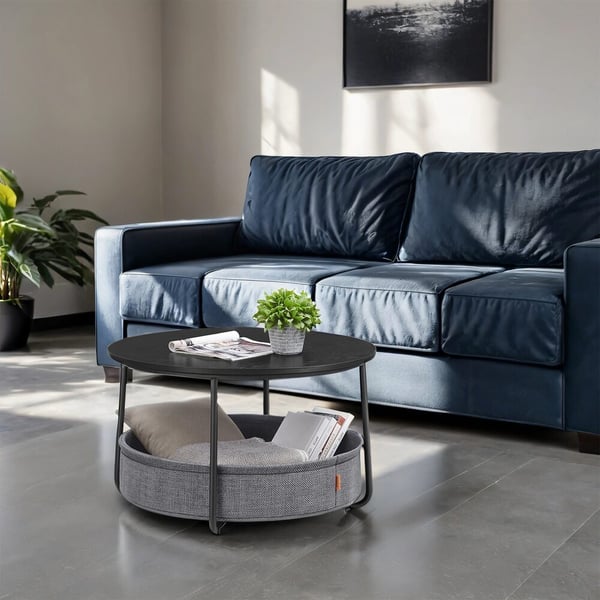 Rundt Sofabord, 75x75x45 cm, Sort