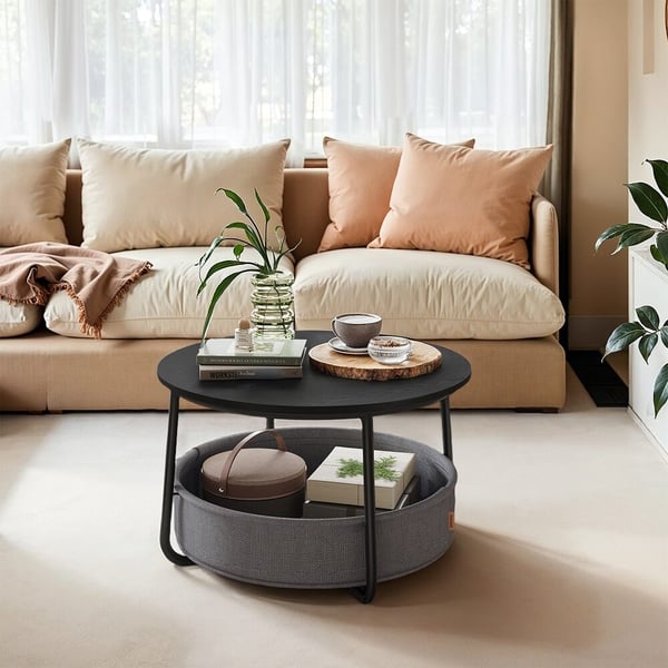 Rundt Sofabord, 75x75x45 cm, Sort