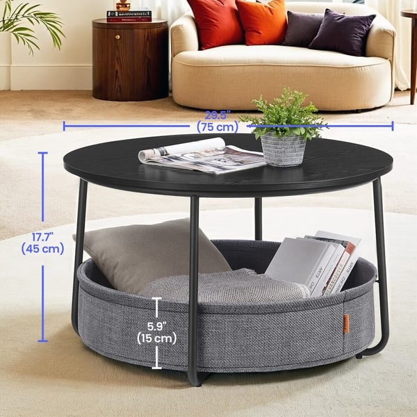 Rundt Sofabord, 75x75x45 cm, Sort