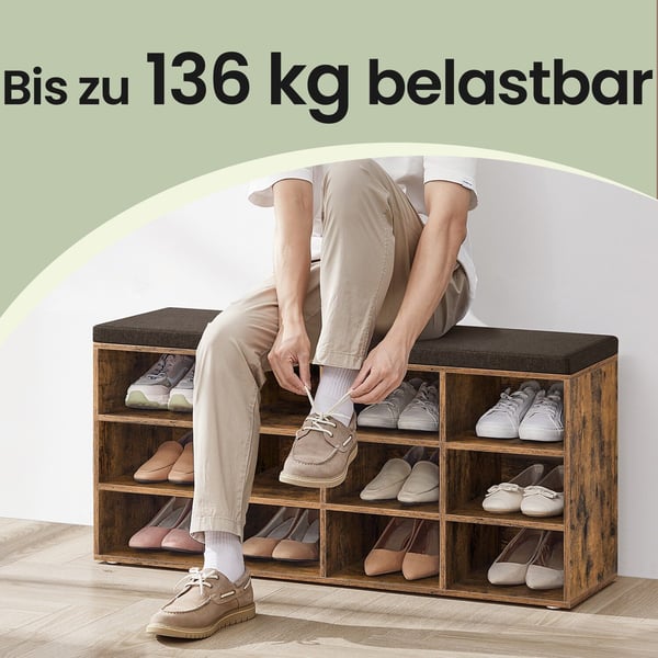Skobänk, 30,3x104x48 cm, Brun