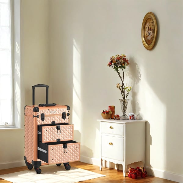 Meikkilaukkuvaunu, 34x24x56 cm, Kulta