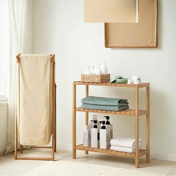 Badrumshylla, bambu, 60x66x26 cm, brun