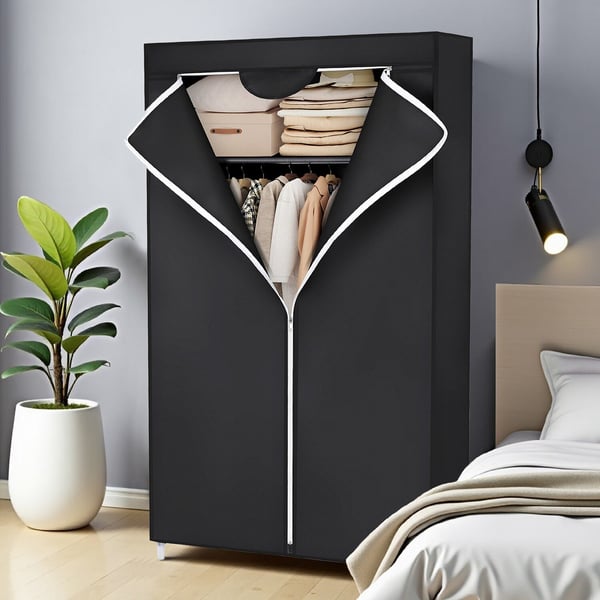 Foldbar Garderobe, 75x160x45 cm, Sort