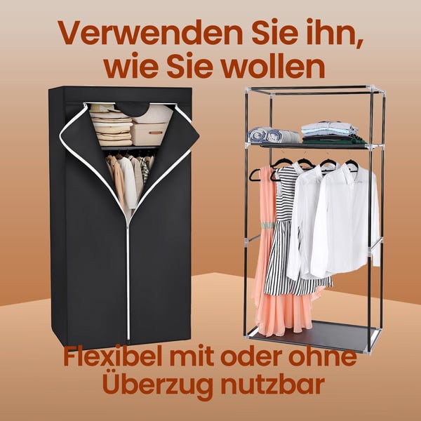Foldbar Garderobe, 75x160x45 cm, Sort