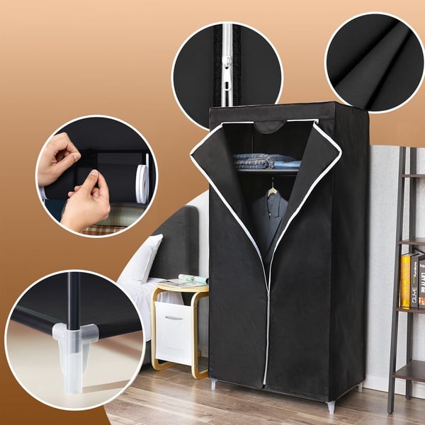 Foldbar Garderobe, 75x160x45 cm, Sort