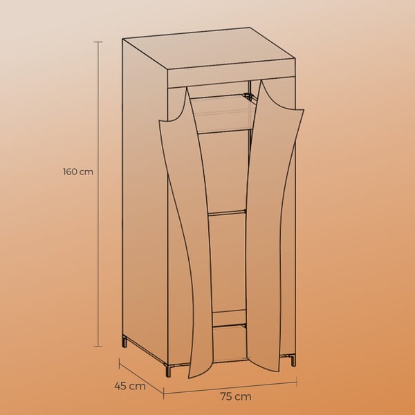 Foldbar Garderobe, 75x160x45 cm, Sort