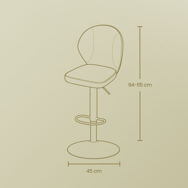 Barstol, 42x49x94-115 cm, Brun