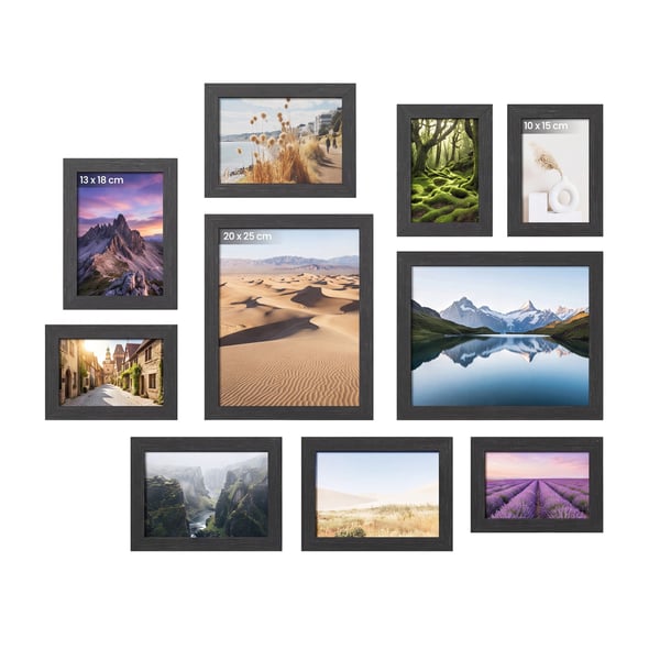 Bilderammer Sett, 20x25 cm, 13x18 cm, 10x15 cm, Svart Bilderammer Sett, 20x25 cm, 13x18 cm, 10x15 cm, Svart