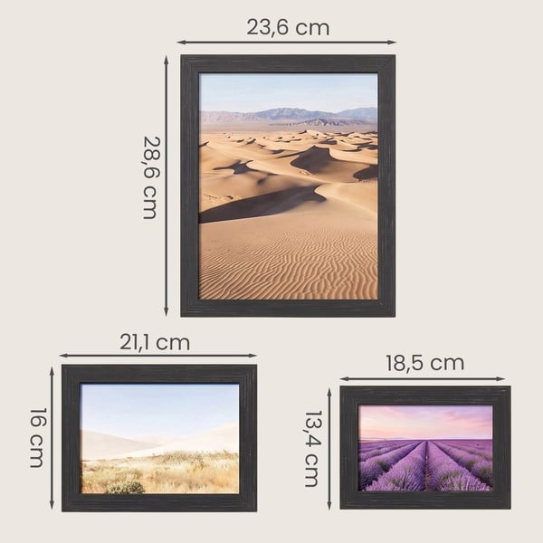 Bilderammer Sett, 20x25 cm, 13x18 cm, 10x15 cm, Svart