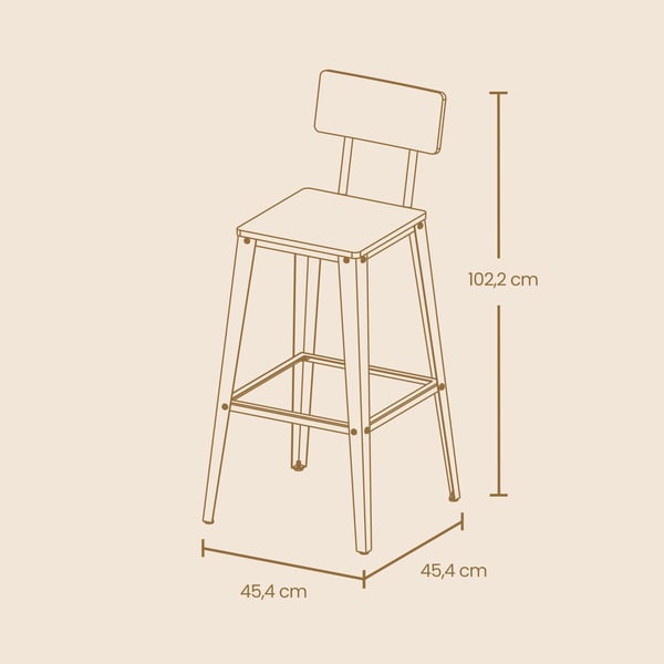 Barstol, 45,4x45,4x102,2 cm, Brun Svart