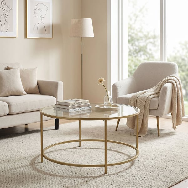 Sofabord, 84x84x45,5 cm, Guld