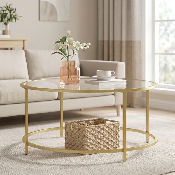Sofabord, 84x84x45,5 cm, Guld