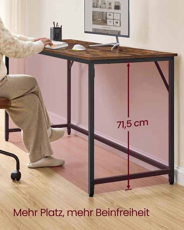 Skrivebord, 120x60x75 cm, Brun Svart