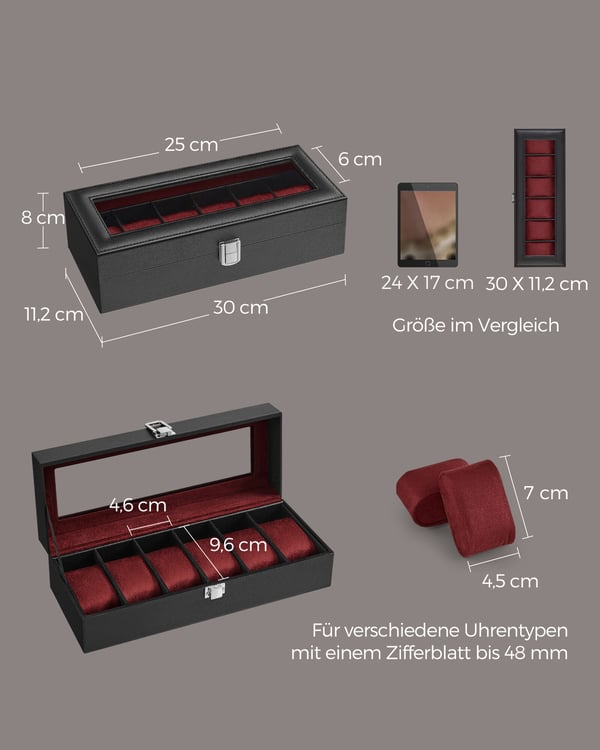 Klokkeboks, 30x11x8 cm, Brun