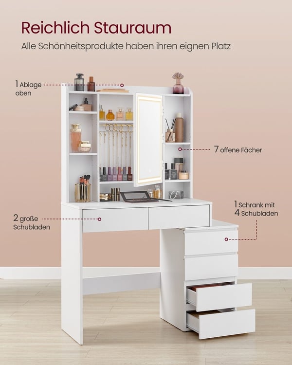 Sminkbord, 40x97.5x145 cm, Modern
