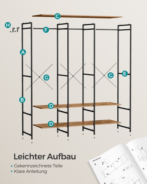 Garderobe, 40x141x180 cm, Brun