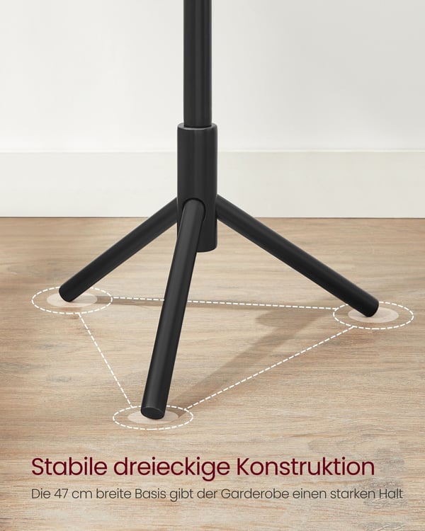 Frakkestativ, 47x47x175 cm, Sort