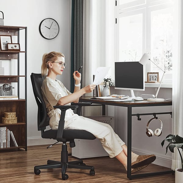 Kontorstol, ergonomisk nettstol med svingfunksjon, 53x52x110,5 cm, svart