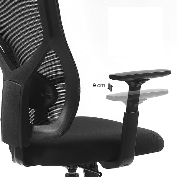 Kontorstol, ergonomisk nettstol med svingfunksjon, 53x52x110,5 cm, svart
