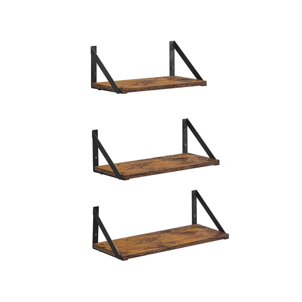 Seinähyllysarja, 15x40x12 cm, 15x35x12 cm, 15x30x12 cm, Ruskea Musta