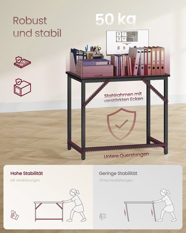Skrivebord, 120x60x75 cm, Sort