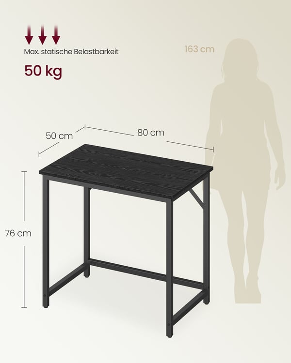 Skrivebord, 120x60x75 cm, Sort