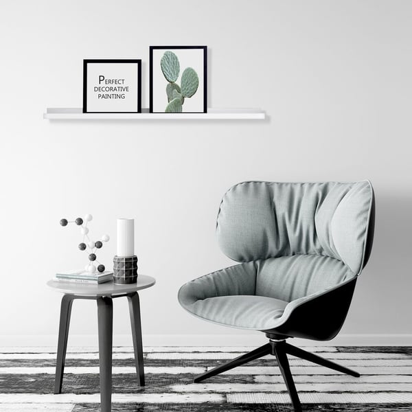 Veggmonterte hylle, 110x10x5 cm, Hvit