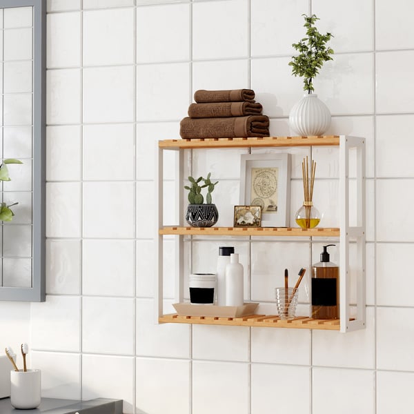 Hylly, bambu, 60x54x15 cm, luonnollinen