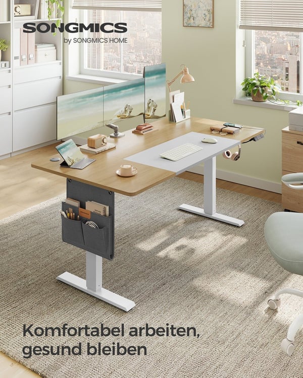 Elektrisk Højdejusterbart Skrivebord, 70x160x72-120 cm, Gul