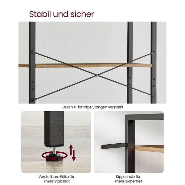 Bogreol, 80x30x186 cm, brun sort