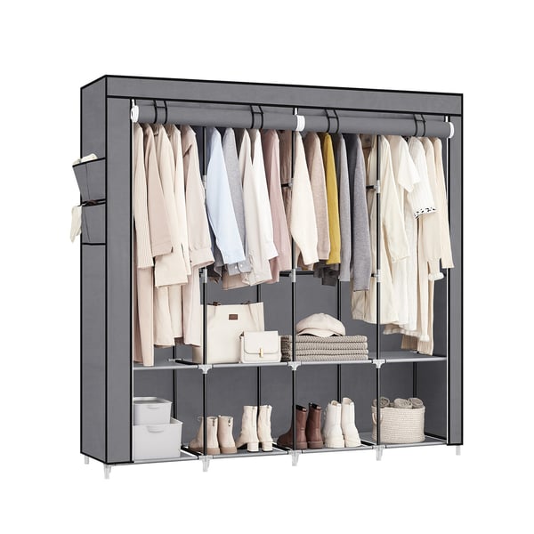 Tøygarderobe, 45x170x167 cm, Grå