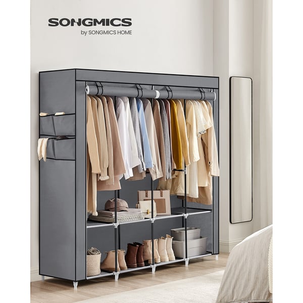 Tøygarderobe, 45x170x167 cm, Grå