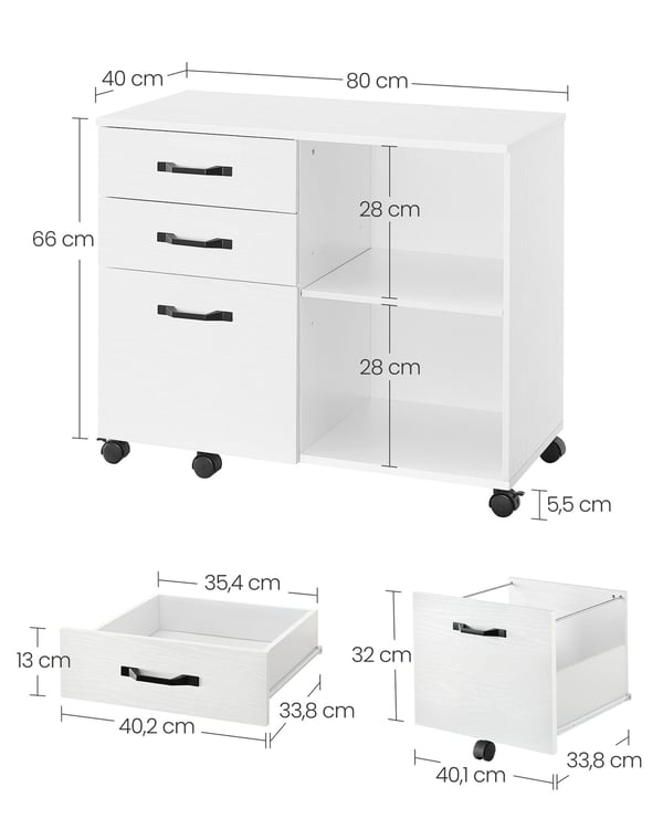 Arkivskap, 40x80x66 cm, Hvit