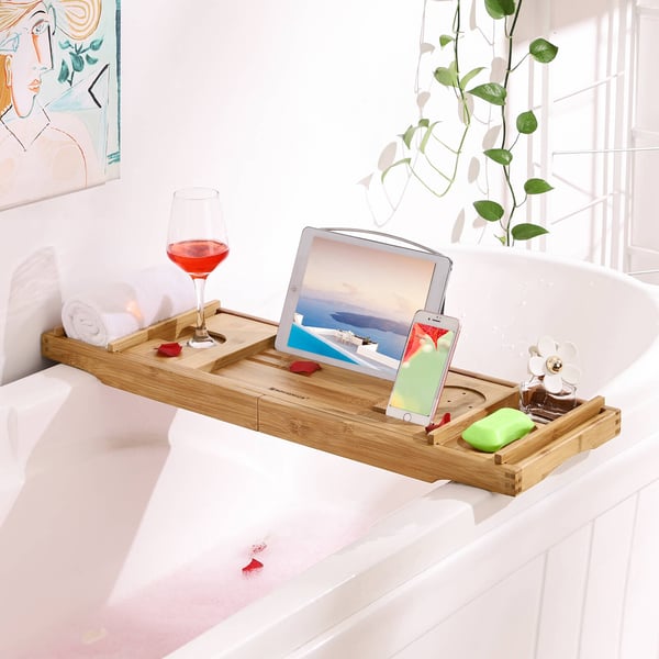 Badekarbrett, Bambus, 75-109x4.5x23 cm, Natur