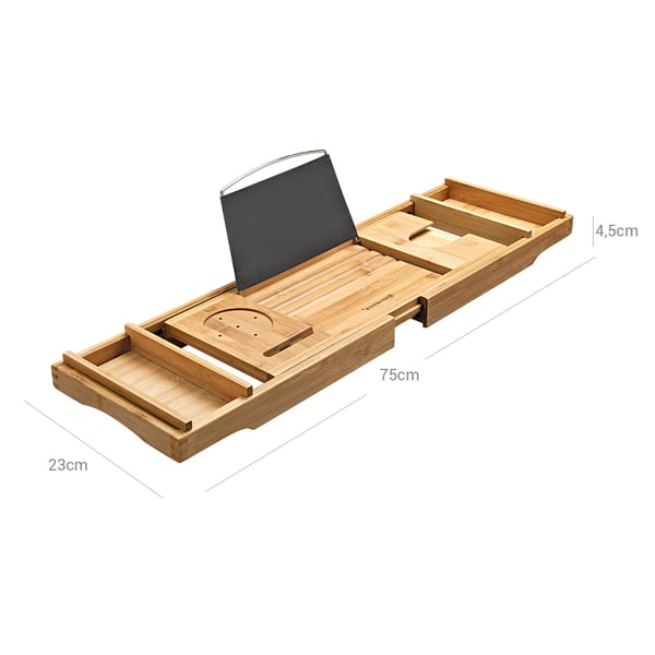 Badekarbrett, Bambus, 75-109x4.5x23 cm, Natur