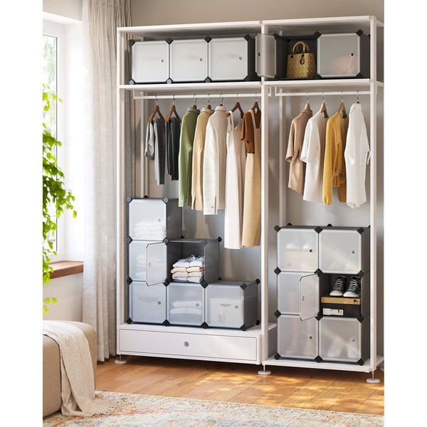 Sko Reol, DIY Modulopbygget Opbevaringsorganisator, 123x31x123 cm, Grå