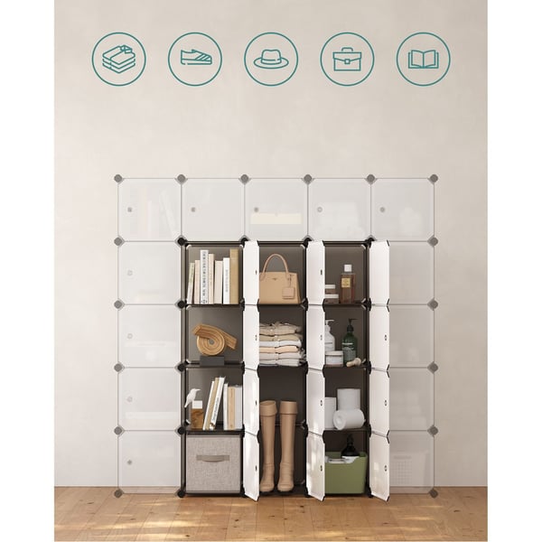 Sko Reol, DIY Modulopbygget Opbevaringsorganisator, 123x31x123 cm, Grå