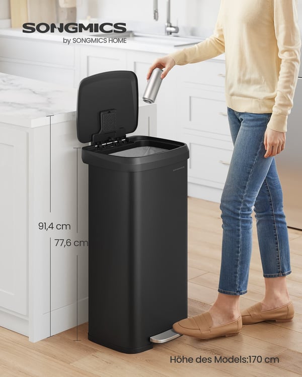 Søppelbøtte, 68 Liter, Metall, Hvit Svart