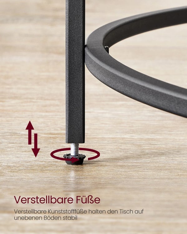 Rundt sofabord med hærdet glas, 84 × 45,5 cm, sort