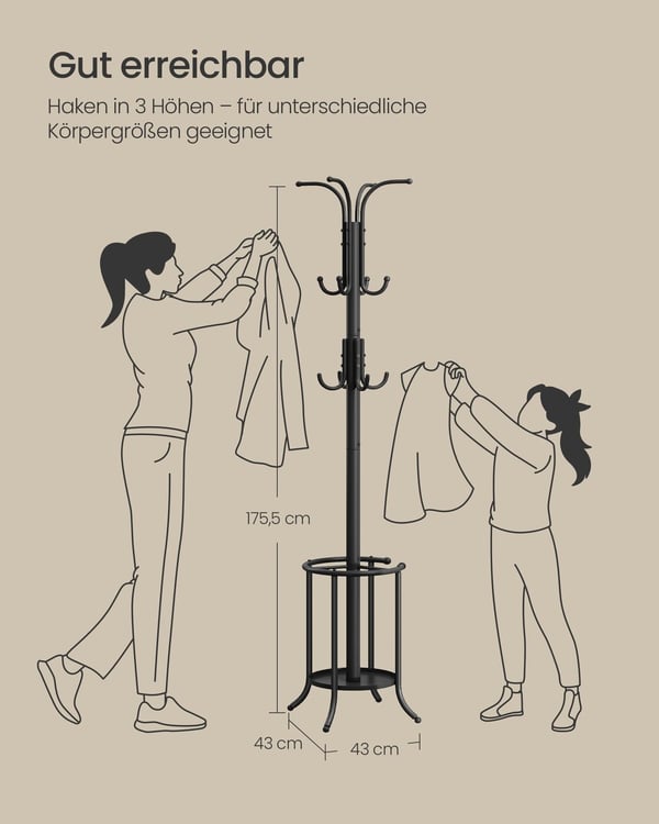 Klesstativ, 40x40x175 cm, Svart