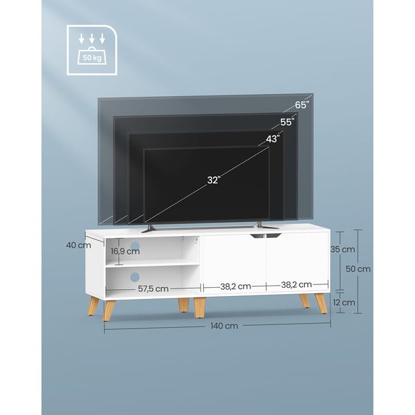 TV-bord, 40x140x50 cm, Hvit