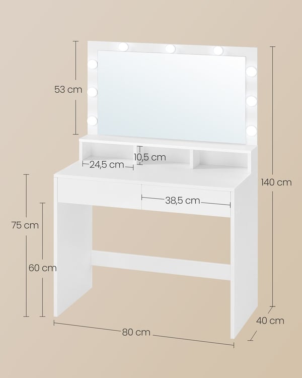 Toiletskab, 80x40x140 cm, Hvid