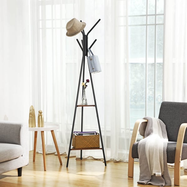 Knagerække, 49x179x49 cm, Brun Sort