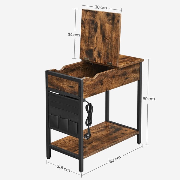 Sidebord, 60x31,5x60 cm, Brun